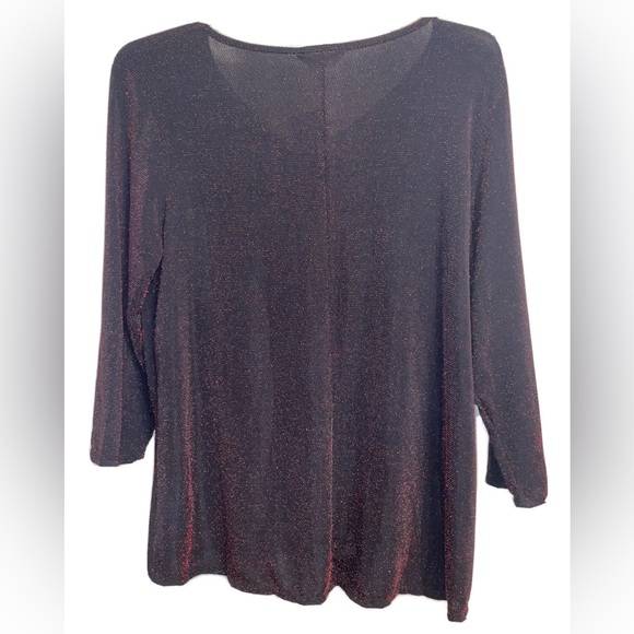 Amana Sheer Beaded Women’s Top/ 2XL/ Elbow Length Sleeves - Picture 2 of 5